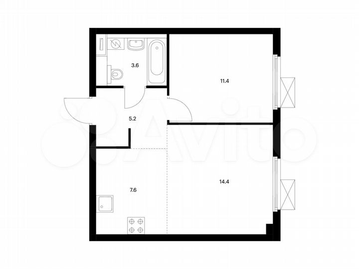 2-к. квартира, 42,2 м², 3/33 эт.
