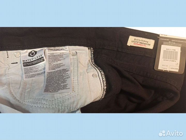 Джинсы Levis 511 Чёрный на молнии новые