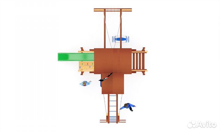 Детский спортивный комплекс с крышей для дачи