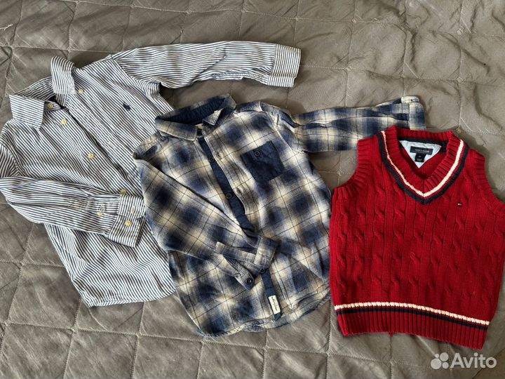 Рубашка zara/ralph lauren и жилет tommy hilfiger