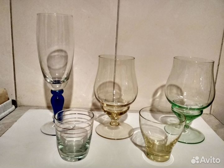 Стопки, фужеры СССР, цветное стекло