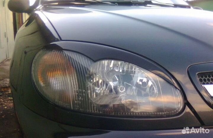 Реснички на фары Шевроле Ланос с вырезом