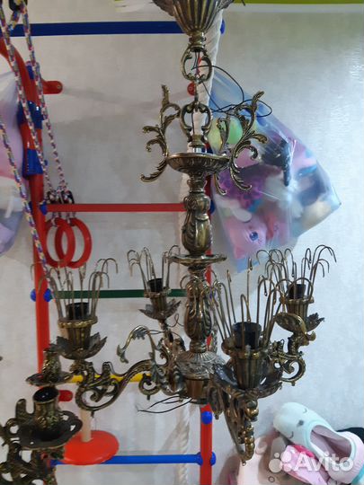 Люстра бронзовая с хрусталем