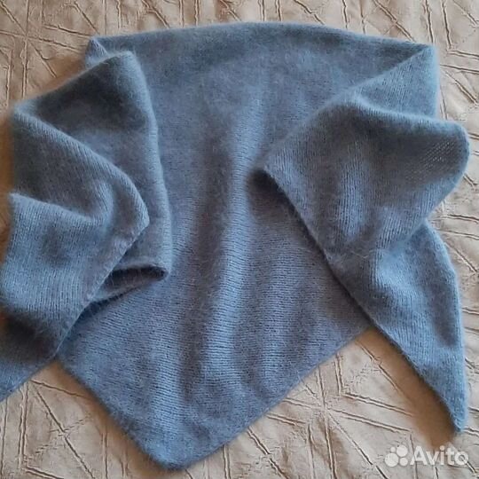 Шапочка и косынка цвета джинс