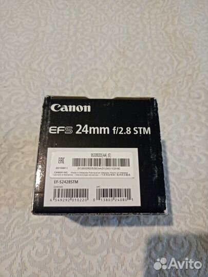 Canon EOS100D + объектив Canon EFS 24mm f/2.8 STM