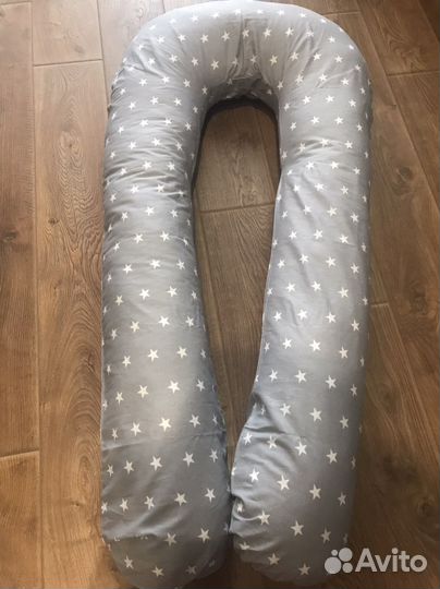Подушка для беременных звёзды на сером