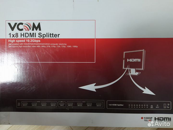 Hdmi сплиттер 1х8 vcom hdsp0108S