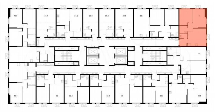 2-к. квартира, 46 м², 18/25 эт.