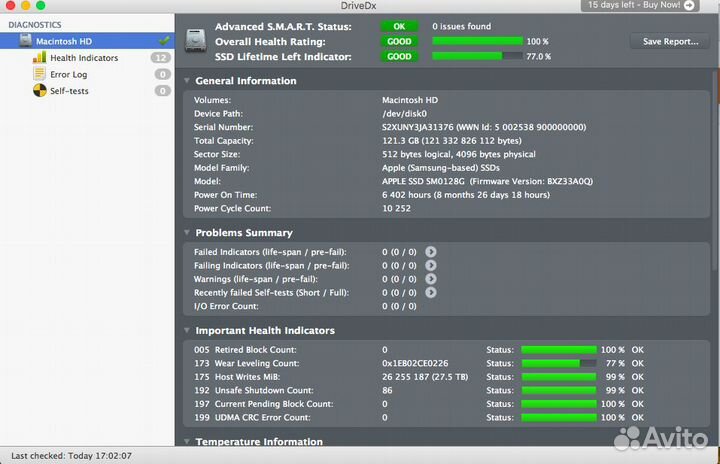 Оригинальные PCI-e SSD Apple 128 Gb без ошибок