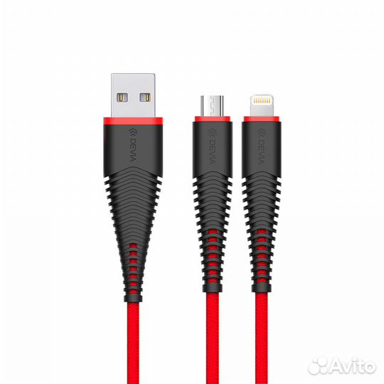 Кабель Devia Fish 2 in 1 Micro Usb and Lightning