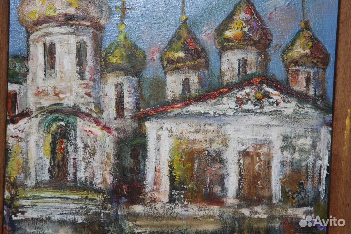 Картина Храм и Монахи. 2000год