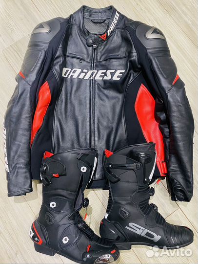 Кожаная куртка dainese, мотоботы sidi