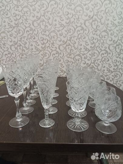 Фужеры хрустальные СССР 20см, 17,5см, 15см, 10,5