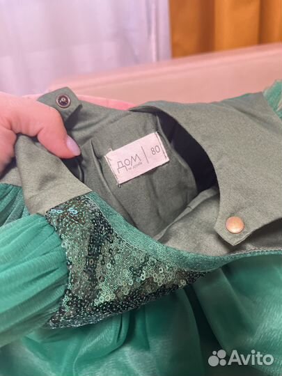 Платье-боди праздничное зеленое 80 размер