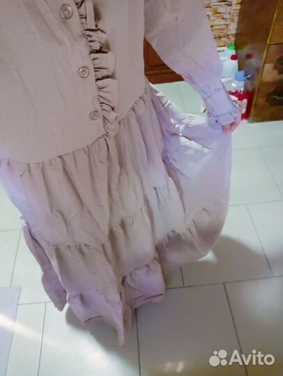 Платье летнее бежевое 44