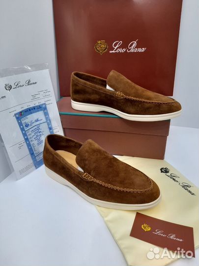 Лоферы Loro Piana женские рыжие замшевые песочные