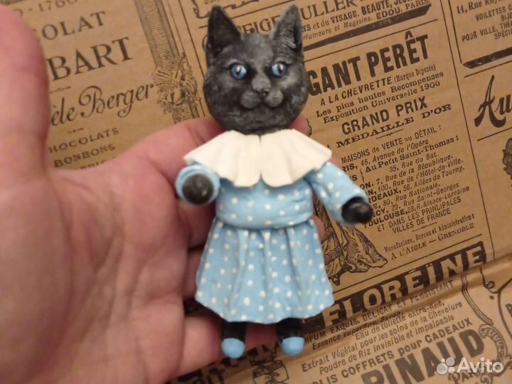 Ватная ёлочная игрушка котэ