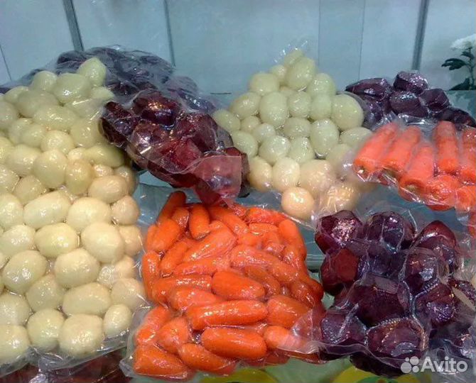 Очищенные овощи в вакуумной упаковке