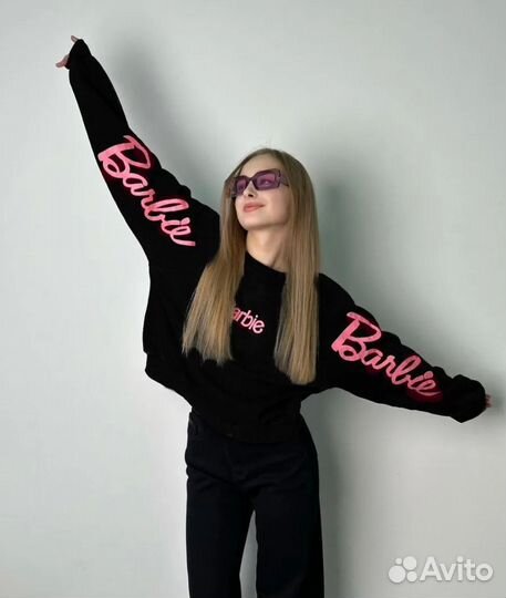 Свитшот оверсайз женский чёрный с принтом