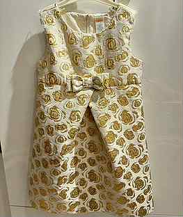 Платье белое с золотом на девочку 116-122