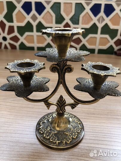 Подсвечник старинный из бронзы. Индия