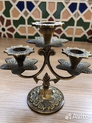 Подсвечник старинный из бронзы. Индия