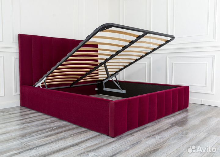 Кровать 140х200 с подъемным механизмом бордо