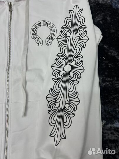 Зип худи chrome hearts white белая