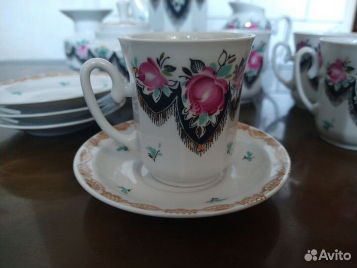 Сервиз кофейный лфз Русский платок форма кристалл