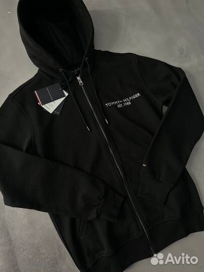 Зип худи Tommy Hilfiger черная 1985 плотная мужская