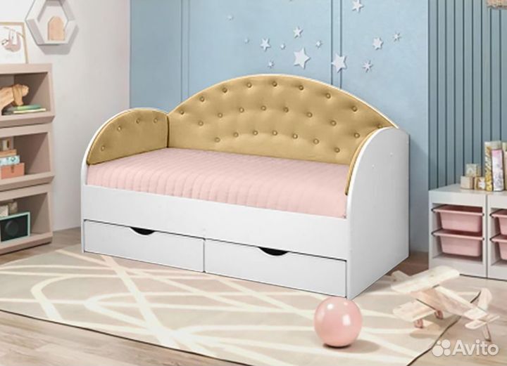 Кроватка велюр от 2х лет с ящиками