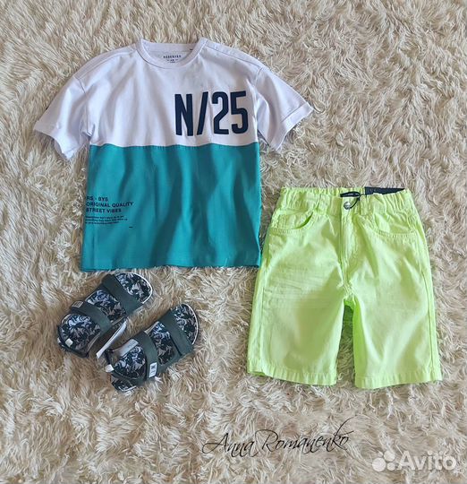Зара Zara Reserved H&M Шорты Футболка Сандалии