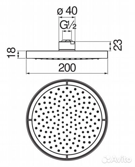 Верхний душ Nobili Rubinetterie 20 см AD139/10CBM