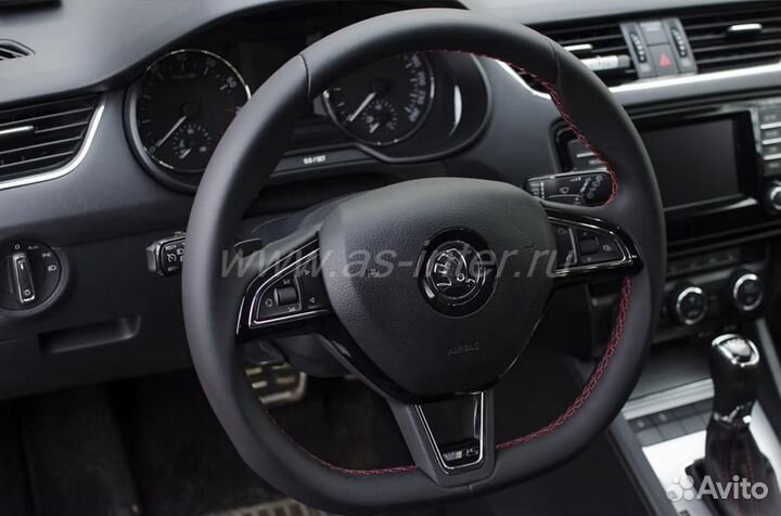Кожаная оплетка на руль skoda Octavia A7