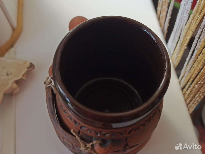 Новая пивная кружка глиняная 500мл