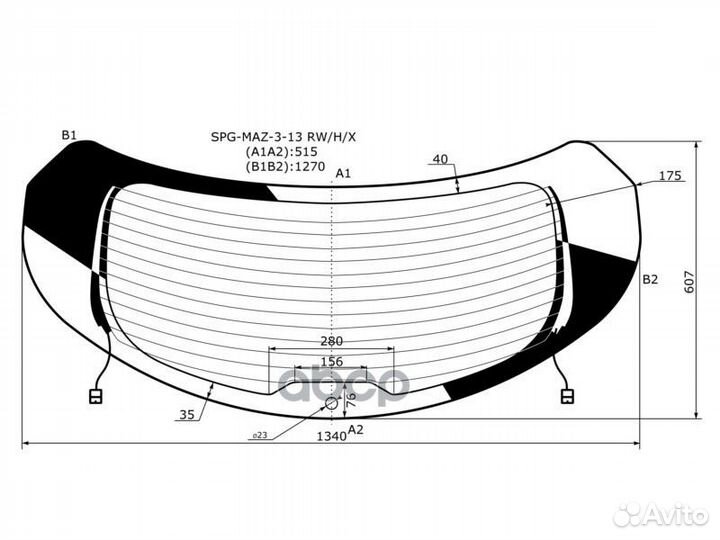 Стекло заднее с обогревом mazda 3 5D 13-18 SPG