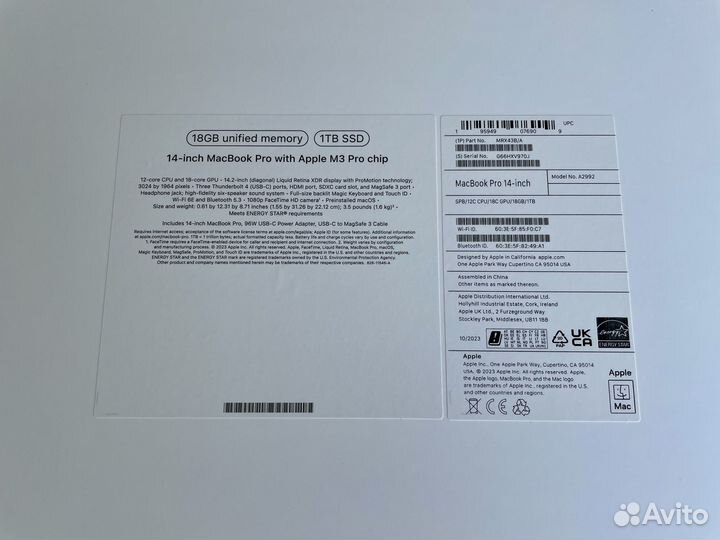 Apple MacBook Pro 14 M3 Pro, 18GB, 1TB SSD