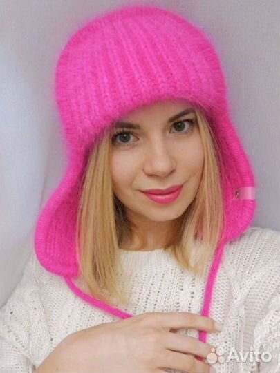Шапка ушанка вязаная