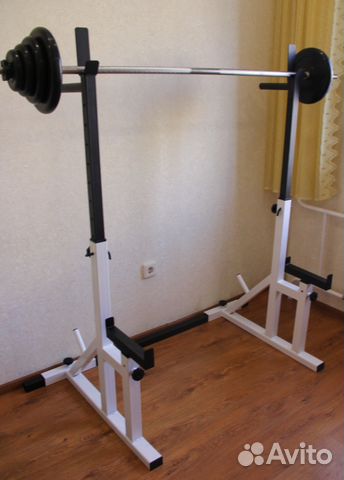 Стойка под штангу + Штанга общим весом 74 кг