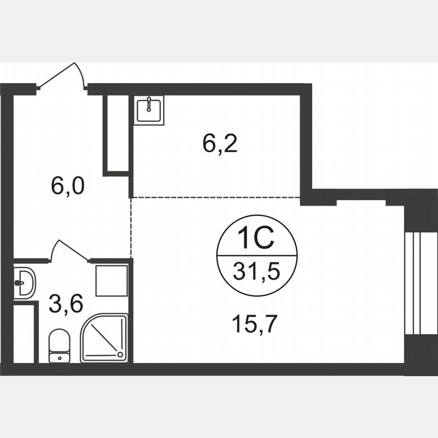 Квартира-студия, 31,5 м², 11/22 эт.