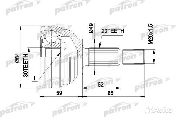 Шрус наружн к-кт 23x49x30 renault: megane II Coup