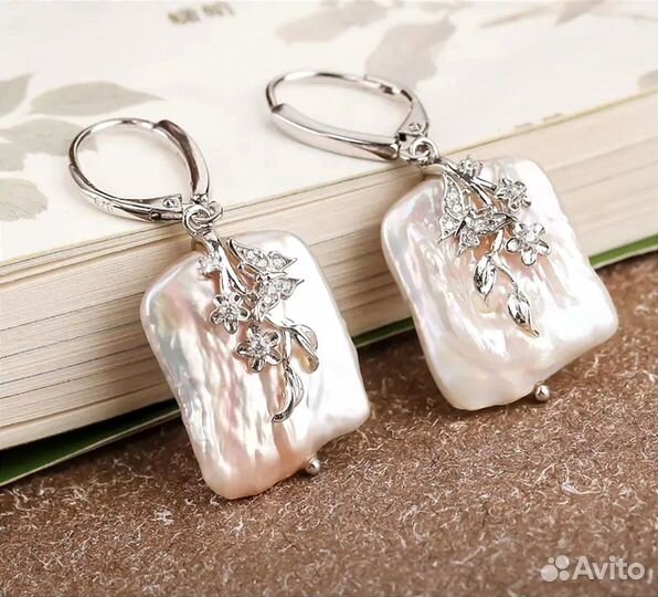 Серьги серебро 925 пробы с барочным жемчугом