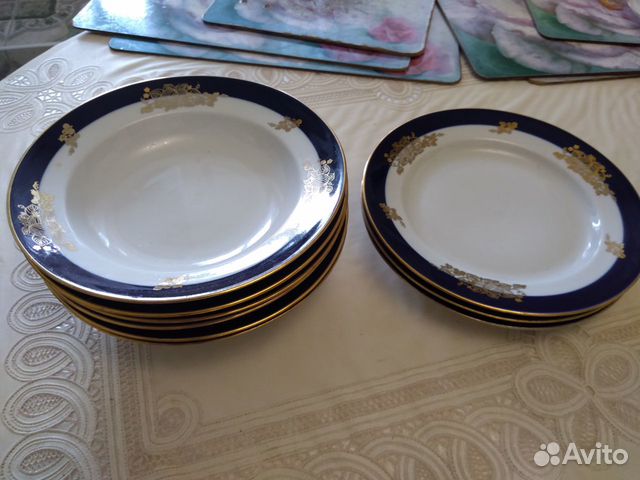 Набор тарелок кобальт (Дулево) и чайные сервизы