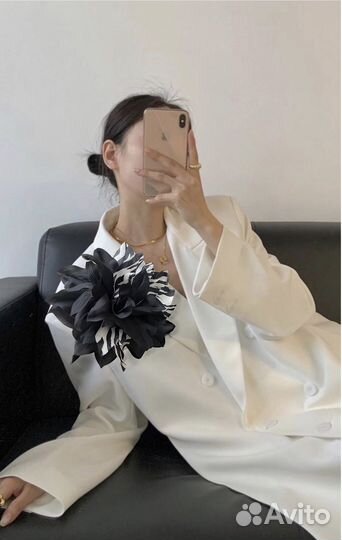 Брошь цветок георгин из шелка большой