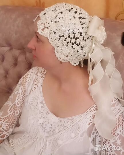 Шляпка свадебная ретро ажурная реконструкция