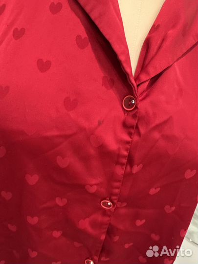 Пижама шелковая в сердчках 46-50