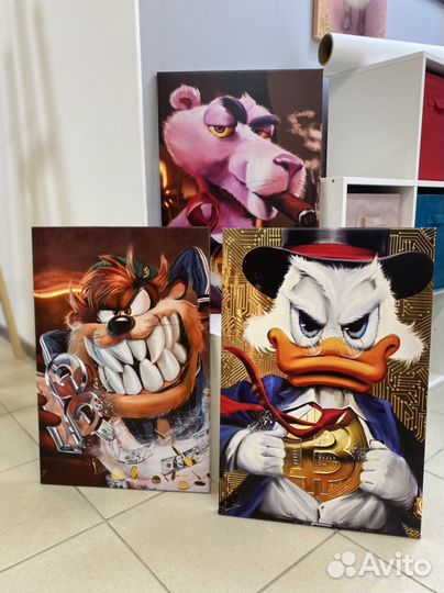 Картина на холсте скрудж макдак в интерьер, бар