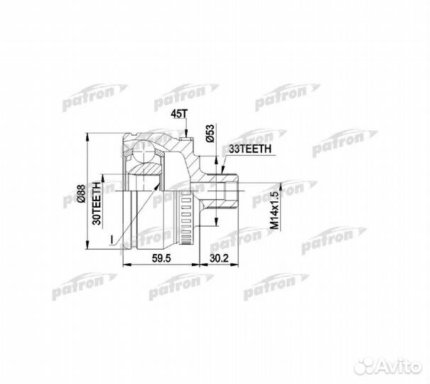 Шрус наруж.к-кт skoda superb 02, VW pass
