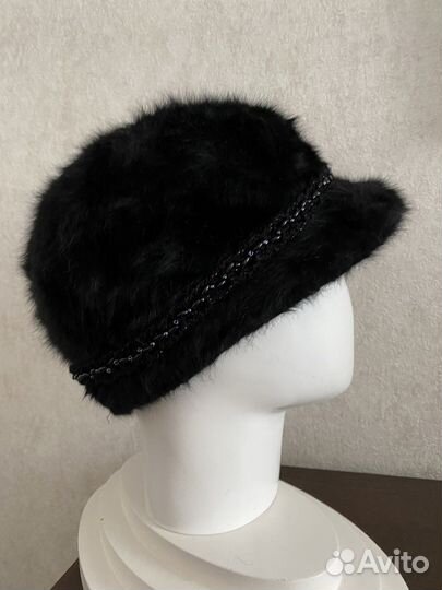 Кепка-шапка женская. Пушистая ангора. Утепленная