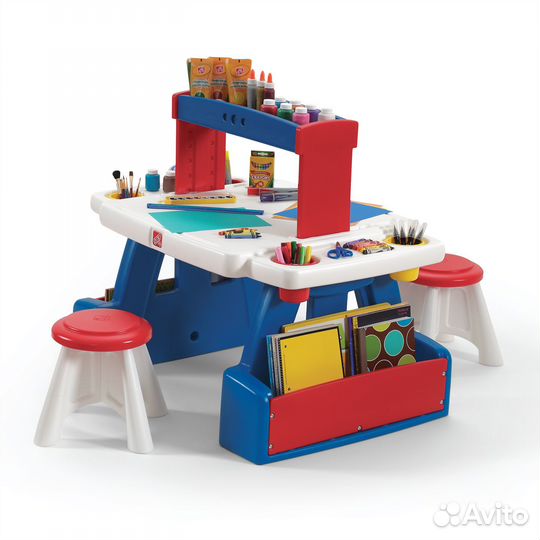 Детская парта двухсторонняя для двоих